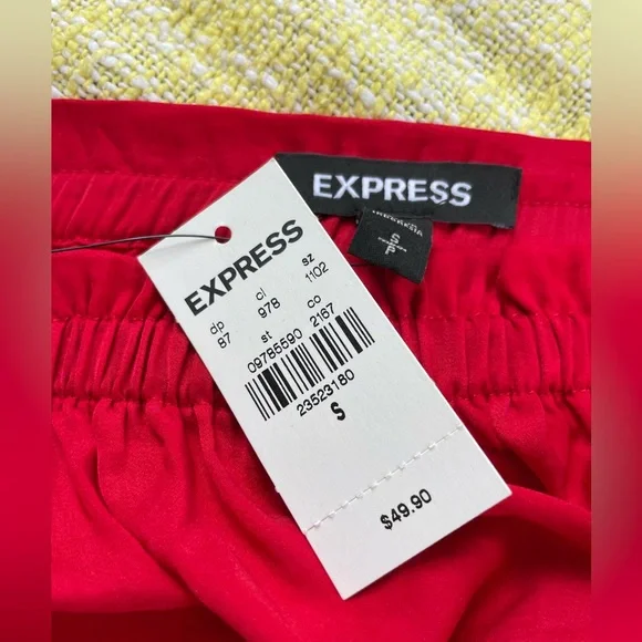 Express Red Off-Shoulder Blouse with Tie Front - Picture 2 of 4